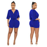 Casual Solid V-neck Rompers YF-10456