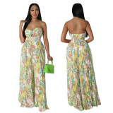 Sexy Print Wrap Chest Wide Leg Jumpsuit YF-10460