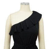Oblique Neck Ruffle Rompers YF-10451