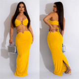 Solid Color Bandage Sleeveless Maxi Dress BY-6309