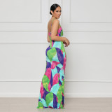 Printed Sling Slim Fit Maxi Dress FSXF-F522