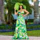 Sexy Halter Print Tie Up Maxi Dress XHSY-19558