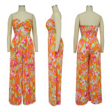 Sexy Print Wrap Chest Wide Leg Jumpsuit YF-10460