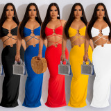 Solid Color Bandage Sleeveless Maxi Dress BY-6309