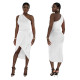 Oblique Neck Sleeveless Sexy Split Dress YF-10454