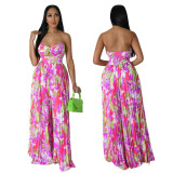 Sexy Print Wrap Chest Wide Leg Jumpsuit YF-10460