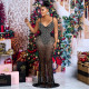 Hot Drill V Neck Sling Evening Dress SH-390465