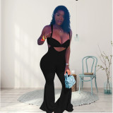 Plus Size Solid Color Sexy Tube Tops Two Piece Set WPF-8877