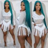 Sexy Slim Fit Tassel Hot Diamond Two Piece Set NY-2696