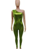 Solid Single Shoulder Pleated Jumpsuit BN-9420