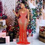 Hot Drill V Neck Sling Evening Dress SH-390465