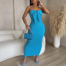 Solid Color Tube Tops Maxi Dress CHY-1358