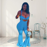Plus Size Solid Color Sexy Tube Tops Two Piece Set WPF-8877