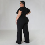 Plus Size Ruffle Short Sleeve Loose Jumpsuit NNWF-7800