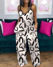 Plus Size Casual Print Sling Jumpsuits GMES-S1003