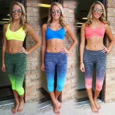Sexy Gradient Print Tank Tops Two Piece Sports Suit WY-86454