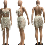 Sexy See Through Knitted Tassel Beach Shorts Set NYF-8141