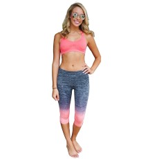 Sexy Gradient Print Tank Tops Two Piece Sports Suit WY-86454