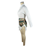 Long Sleeve Shirt And Camo Print Skirt 2 Piece Set  TE-4618