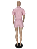 Fashion PU Leather Short Sleeve Two Piece Set NM-8806