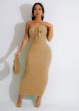 Solid Color Tube Tops Slim Maxi Dress TR-1243
