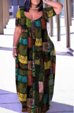 Plus Size Print Big Swing Maxi Dress GDNY-2214