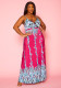 Printed Sling Long Dress XMY-9406