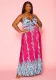 Printed Sling Long Dress XMY-9406