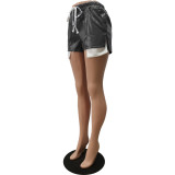Tie Up PU Leather Split ShortsCM-8671