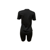 PINK Letter Print Short Sleeve Shorts Sports Suit LSD-83200