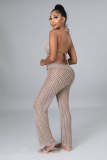 Sexy Tassels Hollow Out Halter Top Pants Two Piece Set OSM-4389