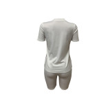 PINK Letter Print Short Sleeve Shorts Sports Suit LSD-83200