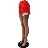 Tie Up PU Leather Split ShortsCM-8671