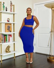 Solid Color Tand Tops And Skirt Two Piece Set LP-66893