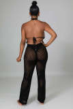 Sexy Tassels Hollow Out Halter Top Pants Two Piece Set OSM-4389