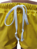 Tie Up PU Leather Split ShortsCM-8671