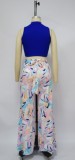 Sleeveless Top Print Wide Leg Pants Two Piece Set YF-10458