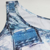 Casual Patchwork Print Sling Jumpsuit XHSY-19565