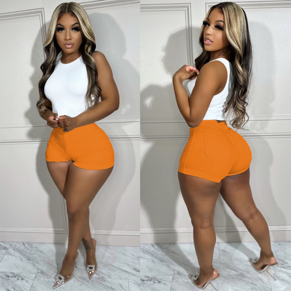 Solid Color High Waist Shorts GCNF-0213