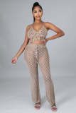 Sexy Tassels Hollow Out Halter Top Pants Two Piece Set OSM-4389