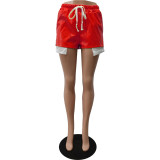Tie Up PU Leather Split ShortsCM-8671