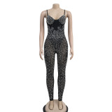 Mesh Hot Drill Sling Jumpsuit BY-6272