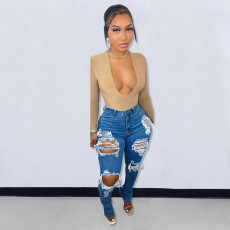 Fashion Holes Split Jeans OD-8482