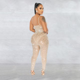 Mesh Hot Drill Sling Jumpsuit BY-6272