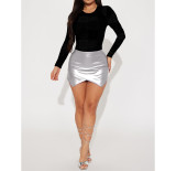 Solid Color Zipper Cross Culottes ASL-6658