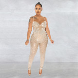 Mesh Hot Drill Sling Jumpsuit BY-6272