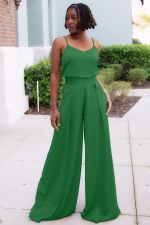Fashion Sling Top High Waist Wide Leg Pants Suit BLX-63002