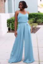 Fashion Sling Top High Waist Wide Leg Pants Suit BLX-63002