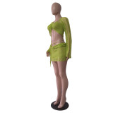 Sexy Sequin Knits Long Sleeve Three Piece Set GCNF-0214