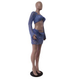 Sexy Sequin Knits Long Sleeve Three Piece Set GCNF-0214